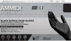 AMMEX Professional Black Nitrile Powder Free Exam Large Gloves