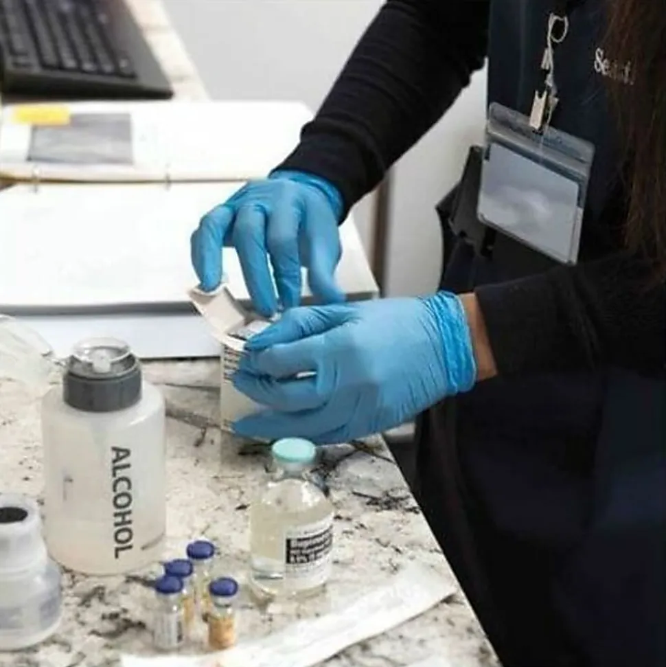 Ammex Professional Powder-Free Exam-Grade Nitrile Gloves, Large, Blue, Box Of 100 Gloves