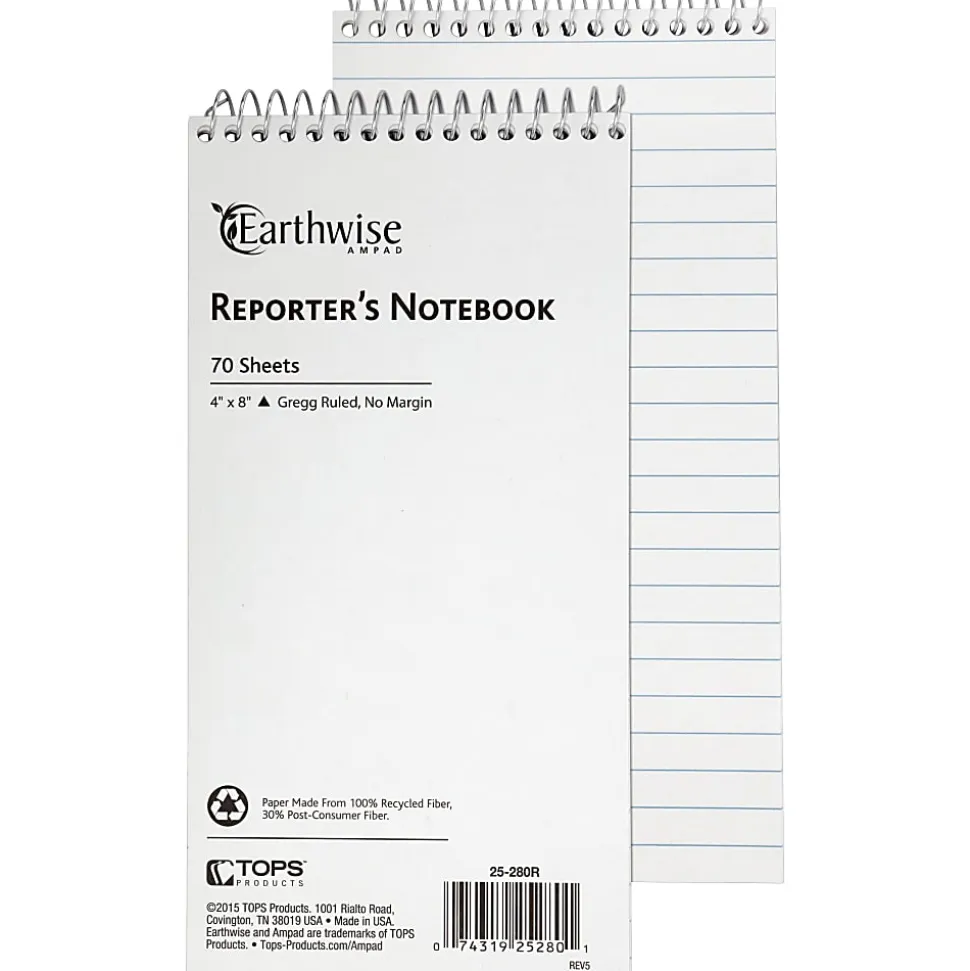 Ampad Earthwise Reporter's Notebook, 70 Sheets