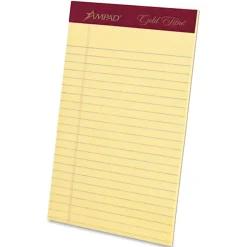 Ampad Gold Fibre Premium Jr. Legal Writing Pads - 50 Sheets - Watermark - Stapled/Glued - 0.28" Ruled - 20004