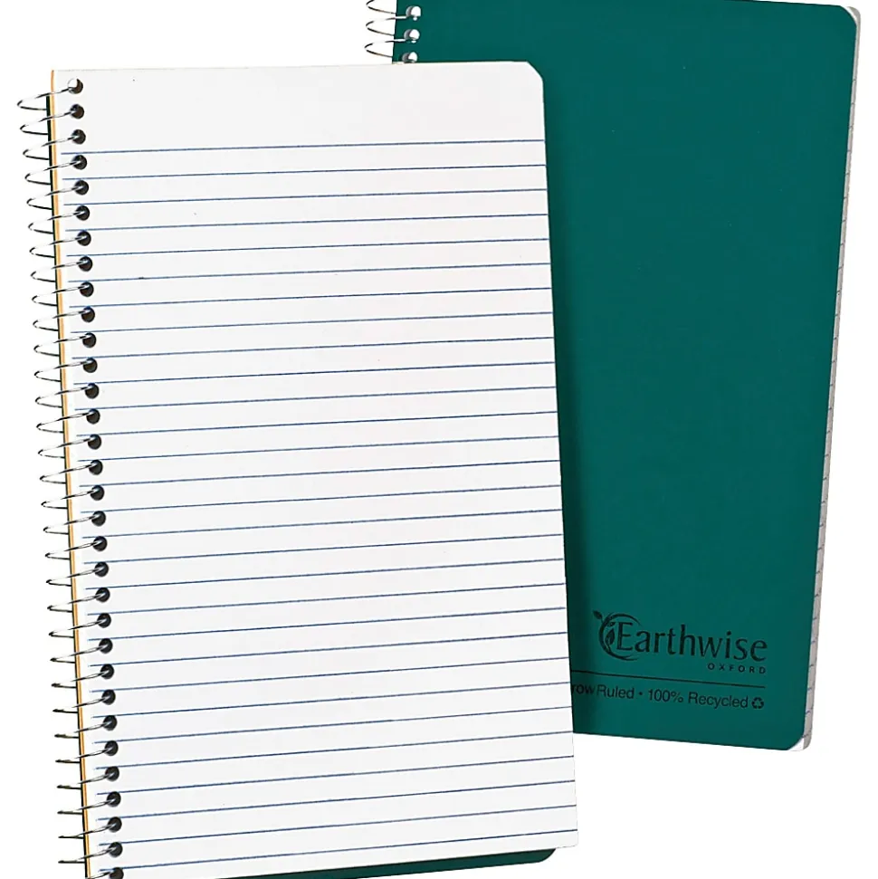 Ampad® Oxford® Wirebound Notebook, 5" x 8", 80 Sheets, 100% Recycled, Green