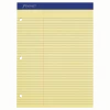 Ampad® Perforated 3-Hole Punched Dual Writing Pad, Law Rule, 8 1/2" x 11 3/4", Canary, 100 Sheets