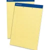 Ampad Perforated Ruled Pads, 2 Hole Punched, Letter Size, 50 Sheets, Ruled, Canary Yellow, Box Of 12