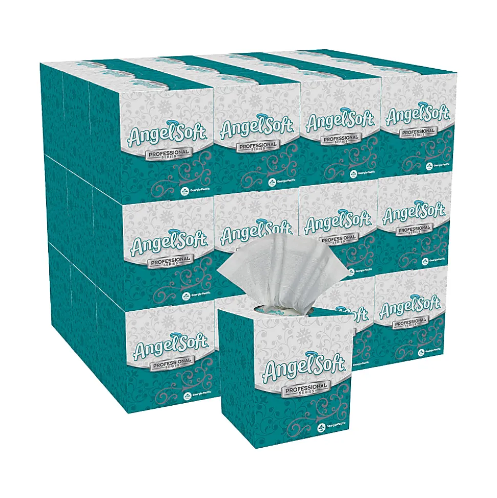 Angel Soft Professional Series® 2-Ply Facial Tissue, Cube Box, White, 10% Recycled Fiber, 36 Boxes Per Case, 96 Sheets Per Box