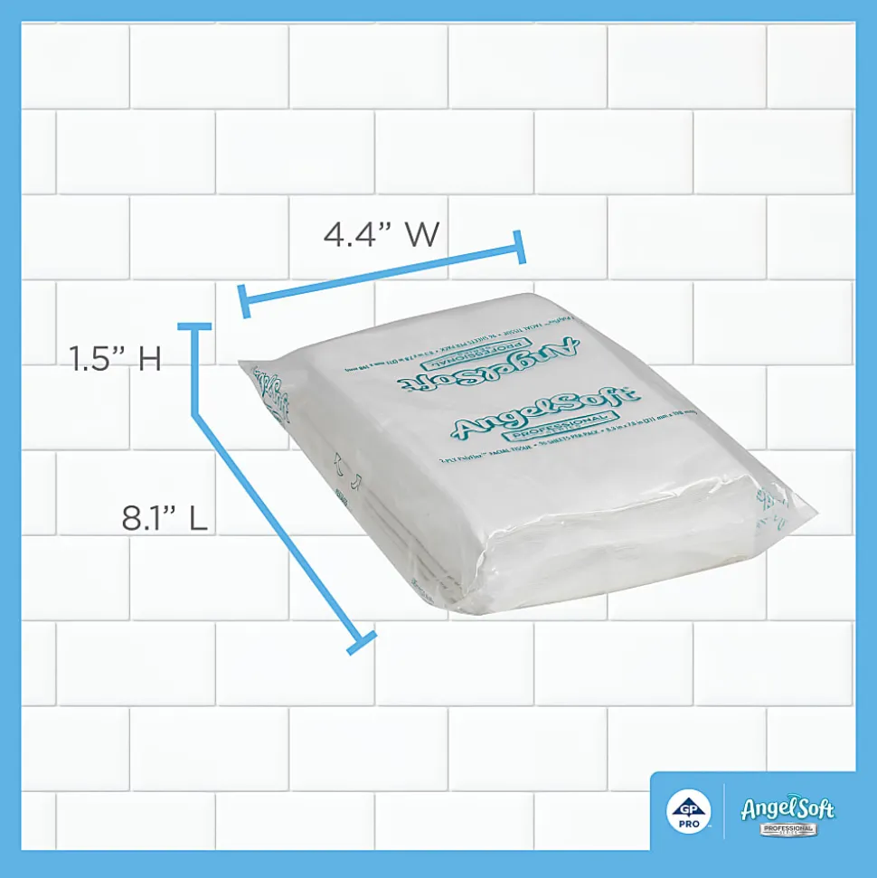 Angel Soft Professional Series® 2-Ply Facial Tissue, Polyflex® Pack, White, 10% Recycled Fiber, 54 Packs Per Case, 96 Sheets Per Pack