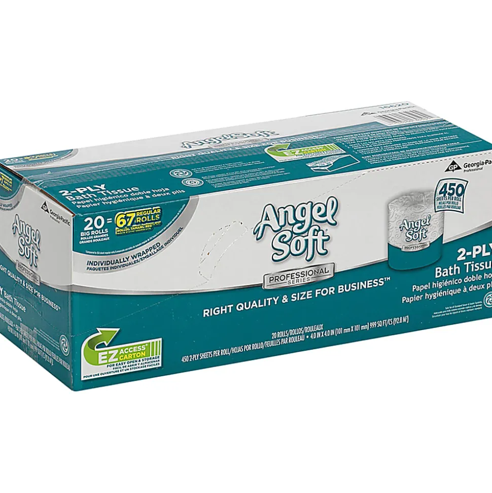 Angel Soft® Professional Series® by GP PRO Premium 2-Ply Toilet Paper, 450 Sheets Per Roll, Pack Of 20 Rolls