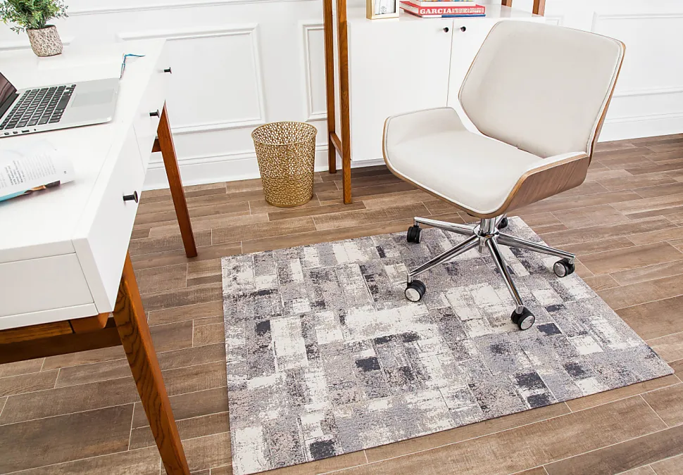 Anji Mountain Aarhus Rug’d Chair Mat, 1/4"H x 36”W x 48”D, Beige/Brown/Gray