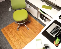 Anji Mountain Bamboo Roll-Up Chair Mat, 48" x 52", 1/4"-Thick, Natural