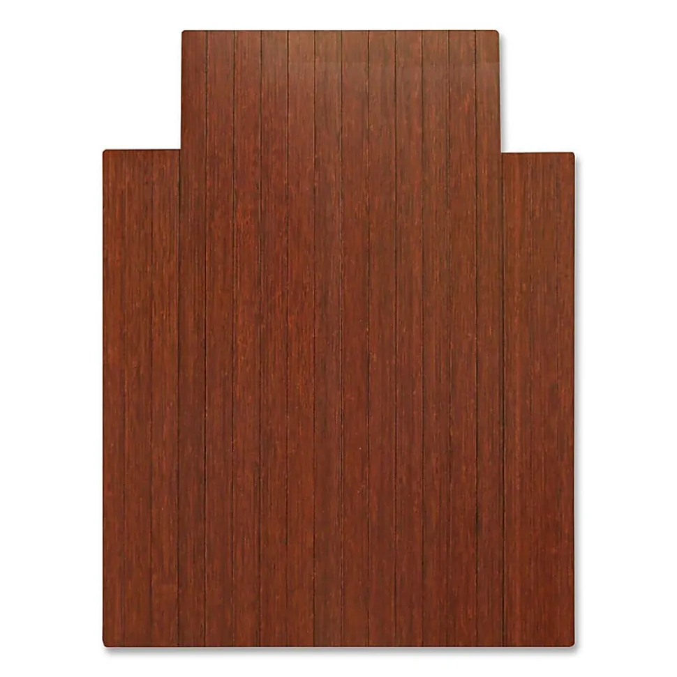 Anji Mountain Bamboo Roll-Up Chair Mat, 36" x 48", 1/4"-Thick, 9 1/4" Tongue, Dark Cherry