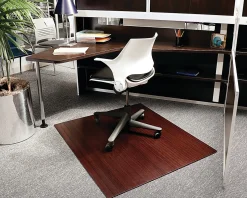 Anji Mountain Bamboo Roll-Up Chair Mat, 48" x 42", 1/4"-Thick, Dark Cherry