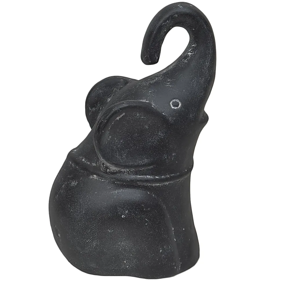 Anji Mountain Large Molded Elephant, 5"H x 6"W x 5”D, Black