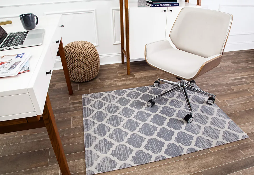 Anji Mountain Mitte Rug’d Chair Mat, 1/4"H x 36”W x 48”D, Gray/Beige