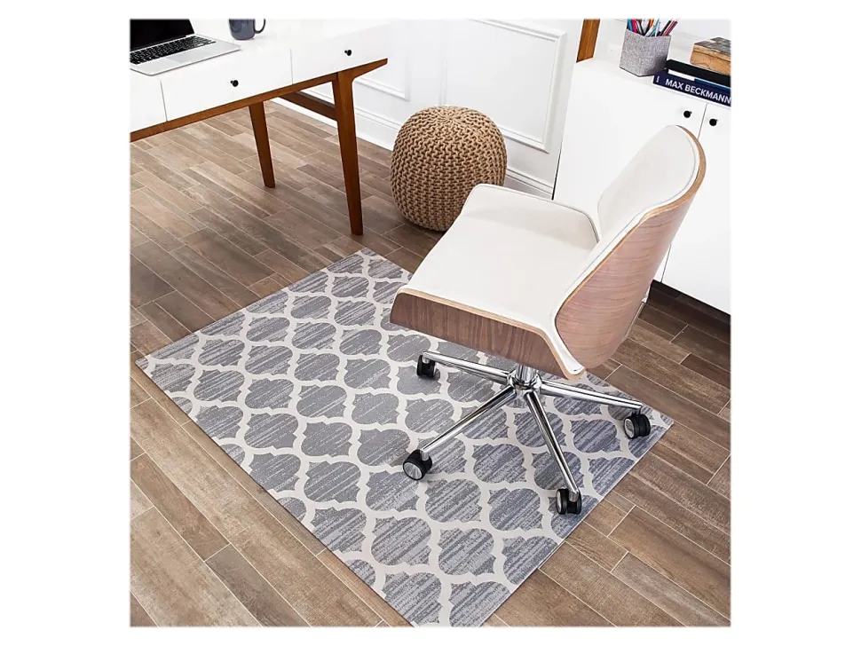 Anji Mountain Mitte Rug’d Chair Mat, 1/4"H x 36”W x 48”D, Gray/Beige