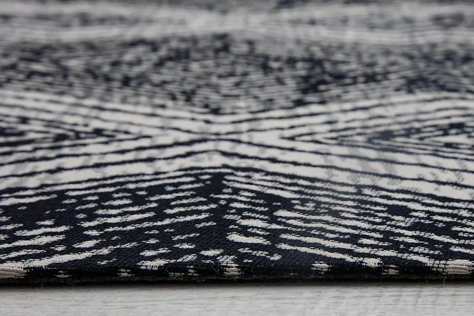 Anji Mountain Smiljan Rug’d Chair Mat, 1/4"H x 36”W x 48”D, Black/White
