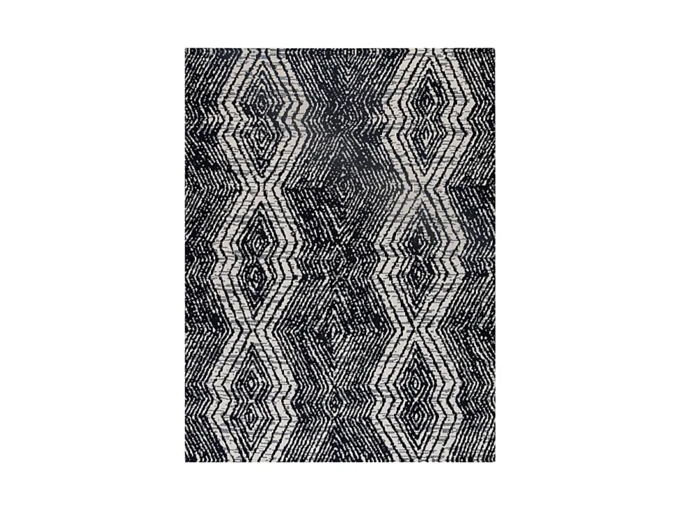 Anji Mountain Smiljan Rug’d Chair Mat, 1/4"H x 36”W x 48”D, Black/White