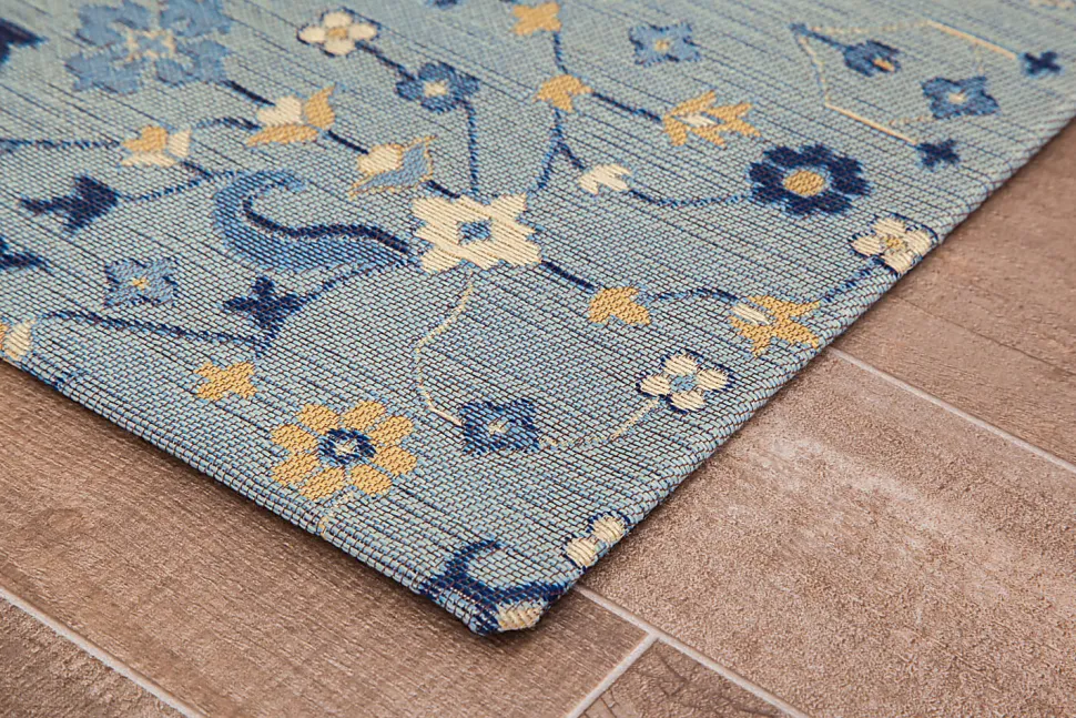 Anji Mountain Tabriz Rug’d Chair Mat, 1/4"H x 40”W x 54”D, Blue/Beige/Gold