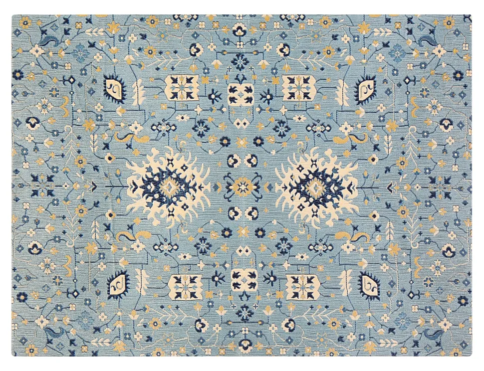 Anji Mountain Tabriz Rug’d Chair Mat, 1/4"H x 36”W x 48”D, Blue/Beige/Gold