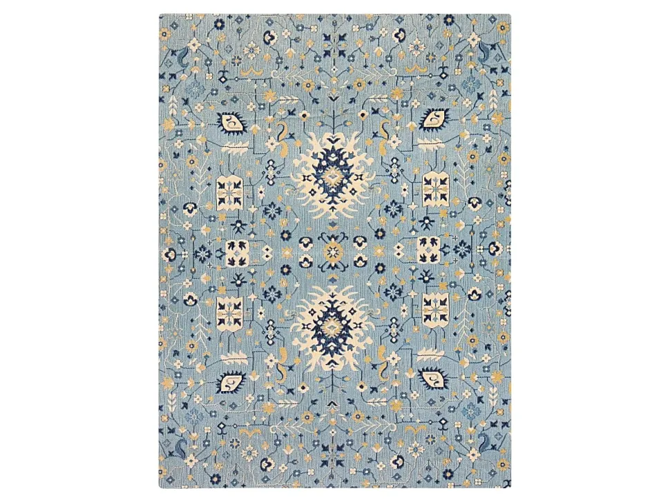 Anji Mountain Tabriz Rug’d Chair Mat, 1/4"H x 36”W x 48”D, Blue/Beige/Gold