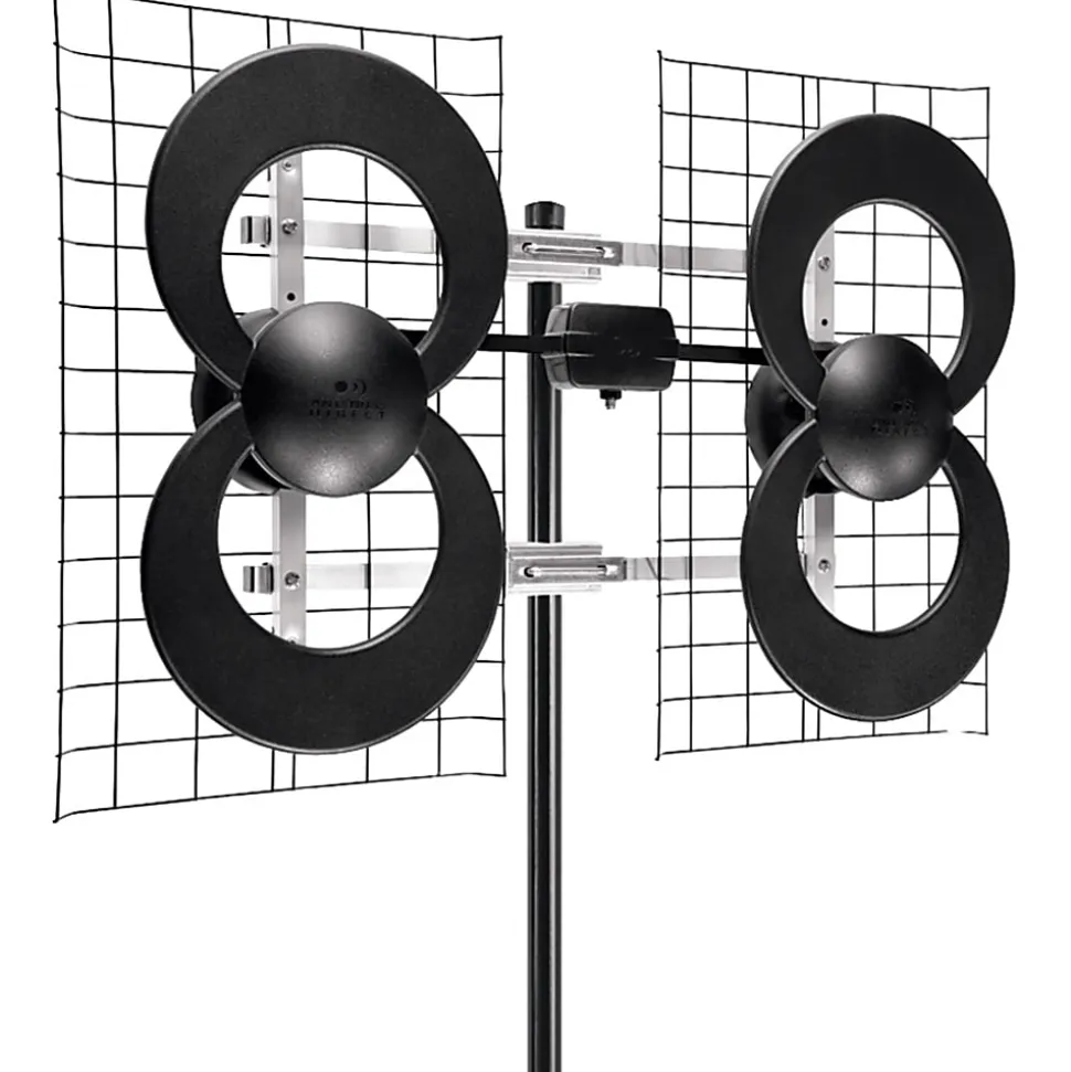 Antennas Direct® ClearStream® 4 Multi-Directional UHF Indoor Outdoor TV Antenna with 70+ Mile Range & 20-In. Mast, Black