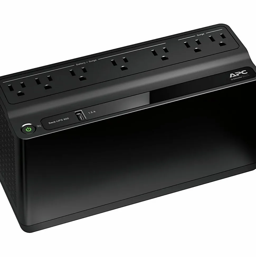 APC Back-UPS BE600M1 Battery Backup, 7 Outlet, 600VA/330W