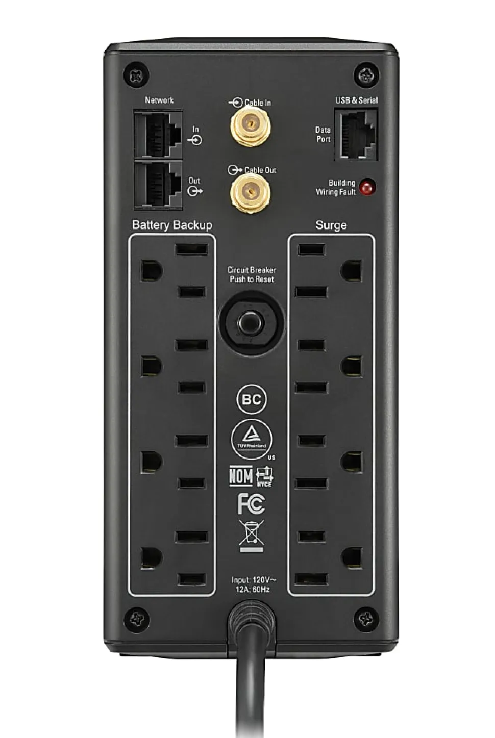 APC® Back-UPS® Pro BX Compact Tower Uninterruptible Power Supply, 8 Outlets, 1,000VA/600 Watts, BX1000M