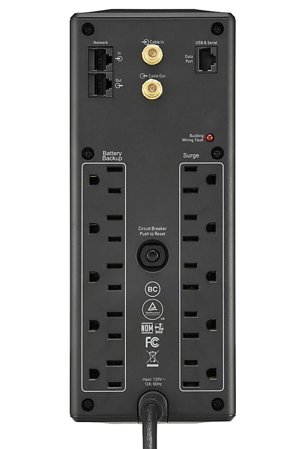 APC® Back-UPS® Pro BX Compact Tower Uninterruptible Power Supply, 10 Outlets, 1,500VA/900 Watts, BX1500M