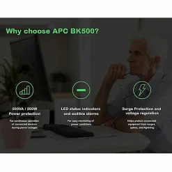 APC® Back-UPS, Small Office, 22-Minute Backup, 500VA/300 Watt