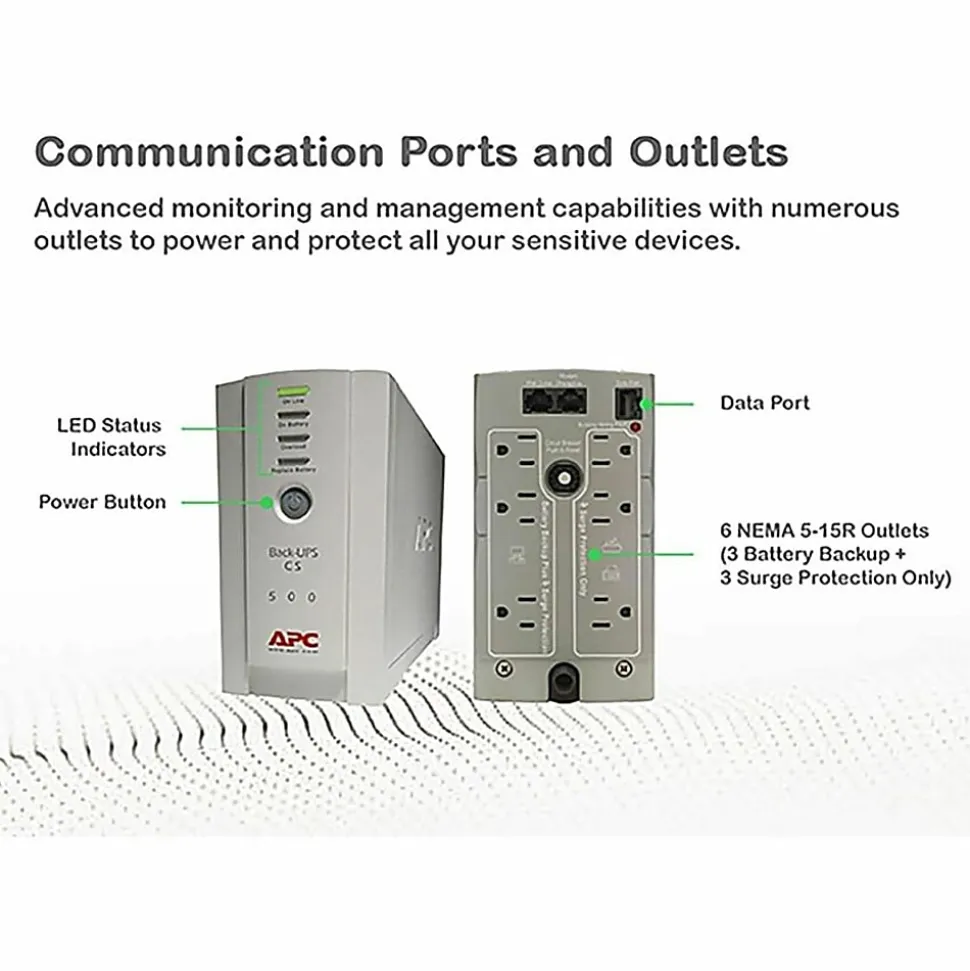 APC® Back-UPS, Small Office, 22-Minute Backup, 500VA/300 Watt