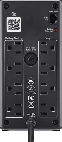 APC 8-Outlet Uninterruptible Power Supply, Black, BN1050M