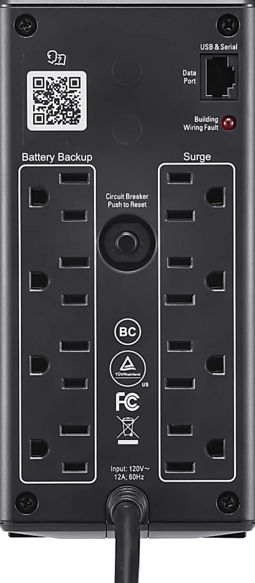 APC 8-Outlet Uninterruptible Power Supply, Black, BN1050M