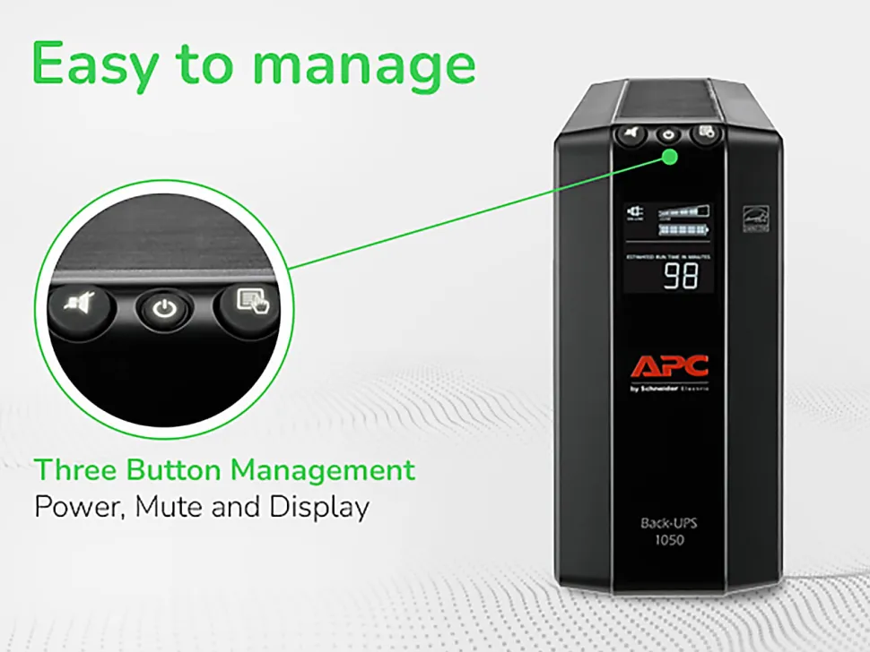 APC 8-Outlet Uninterruptible Power Supply, Black, BN1050M