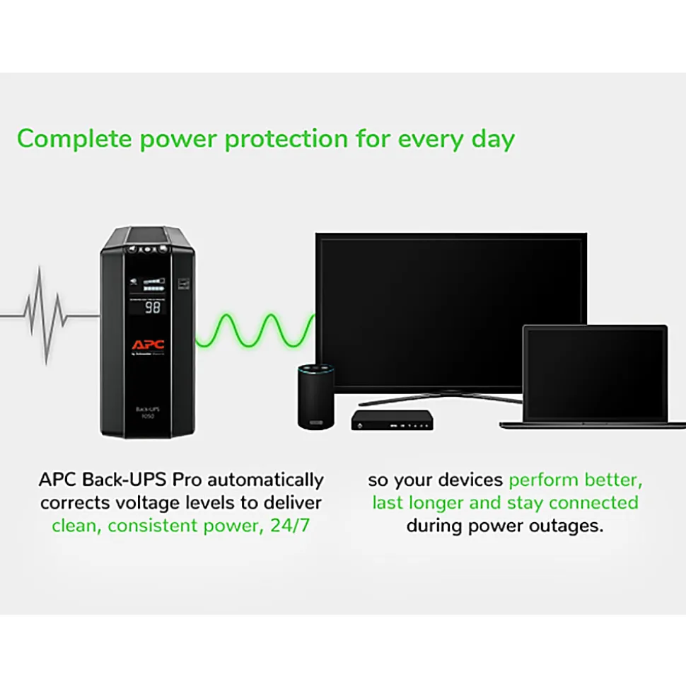 APC 8-Outlet Uninterruptible Power Supply, Black, BN1050M
