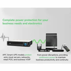 APC® Smart-UPS C 6-Outlet Rackmount With SmartConnect, 1,500VA/900 Watts, SMC1500-2UC