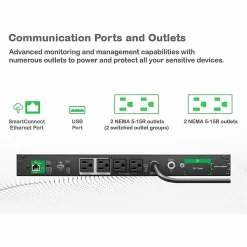 APC Smart-UPS, Line Interactive, 500VA, Lithium-ion, Rackmount 1U, 120V, 4x NEMA 5-15R outlets, SmartConnect Port, Short Depth - SCL500RM1UC
