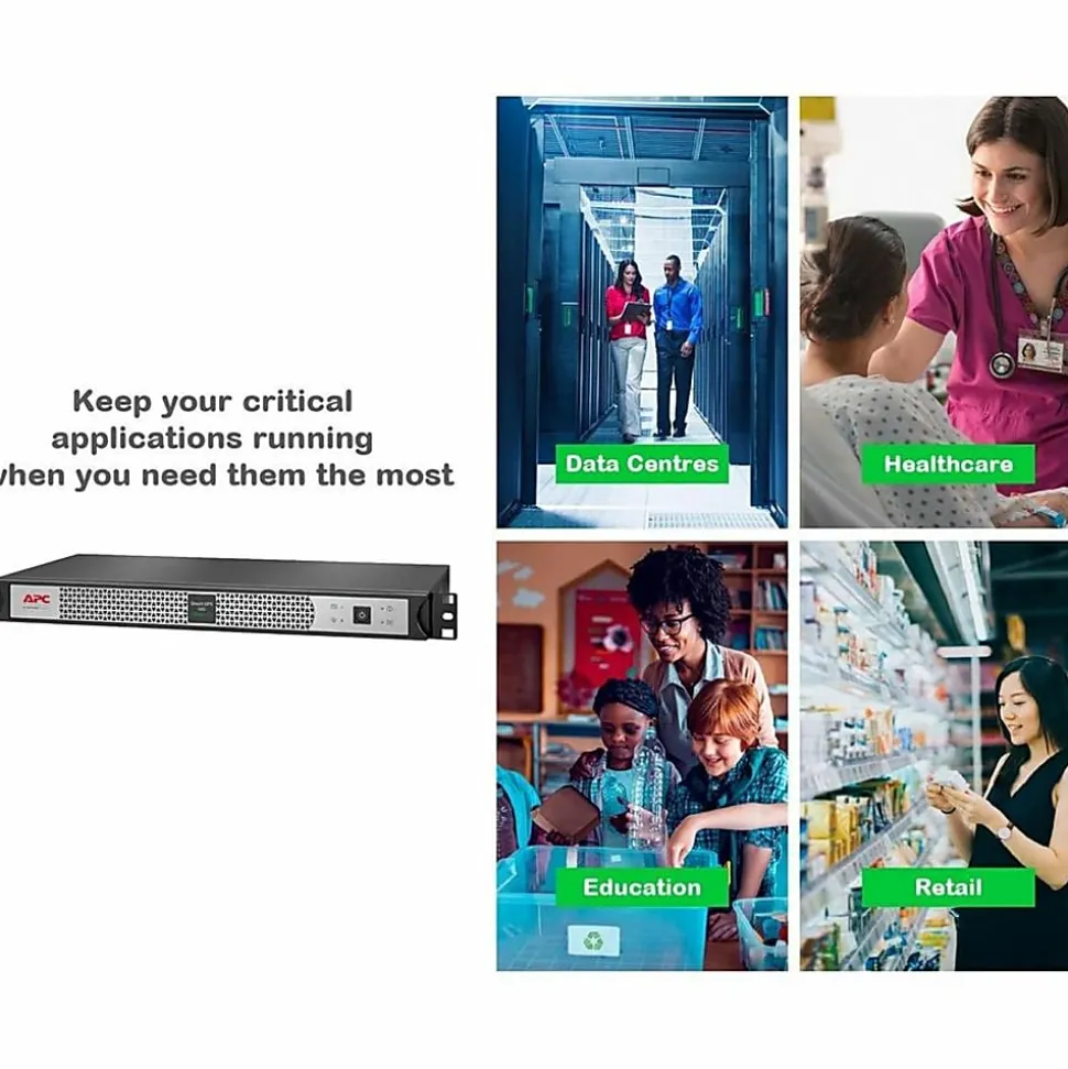 APC Smart-UPS, Line Interactive, 500VA, Lithium-ion, Rackmount 1U, 120V, 4x NEMA 5-15R outlets, SmartConnect Port, Short Depth - SCL500RM1UC