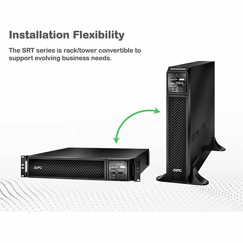 APC Smart-UPS On-Line, 2200VA, Rackmount 2U, 120V, 6x 5-20R+1x L5-20R NEMA outlets, SmartSlot, Extended runtime, W/ rail kit - SRT2200RMXLA