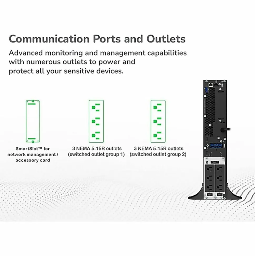 APC Smart-UPS On-Line, 1000VA, Tower, 120V, 6x 5-15R NEMA outlets, SmartSlot, Extended runtime, W/O rail kit - SRT1000XLA