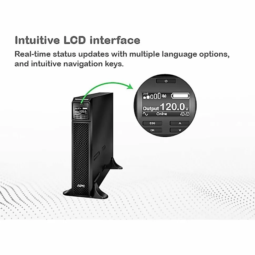 APC Smart-UPS On-Line, 1000VA, Tower, 120V, 6x 5-15R NEMA outlets, SmartSlot, Extended runtime, W/O rail kit - SRT1000XLA