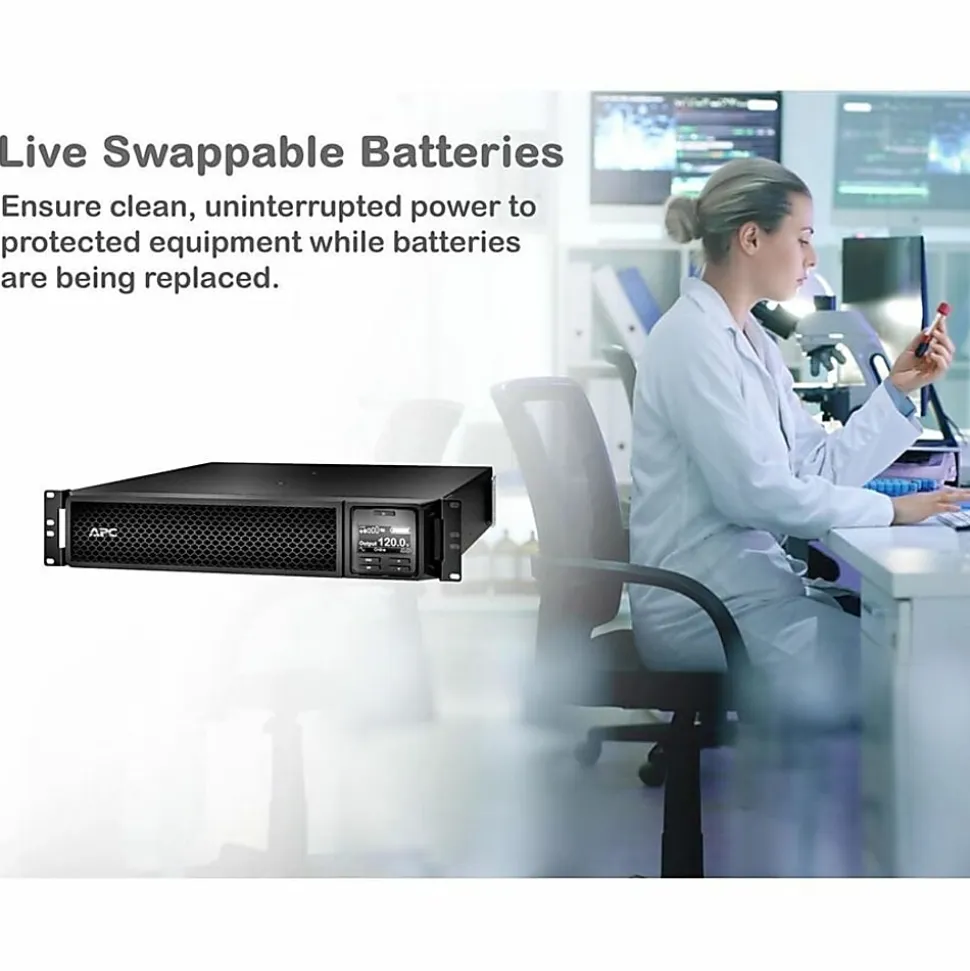 APC Smart-UPS On-Line, 2200VA, Tower, 120V, 6x 5-20R+1x L5-20R NEMA outlets, SmartSlot, Extended runtime, W/O rail kit - SRT2200XLA