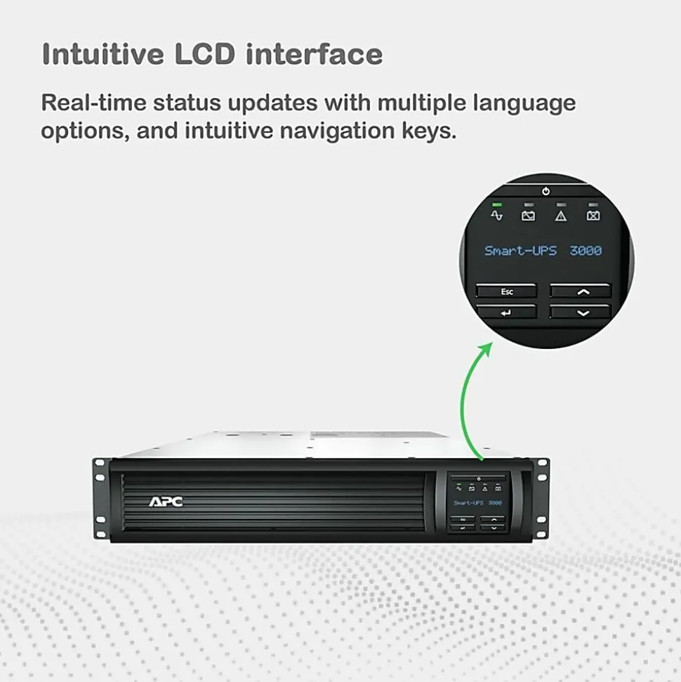 APC® Smart-UPS 8-Outlet Rackmount With SmartConnect, 3,000VA/2,700 Watts, SMT3000RM2UC