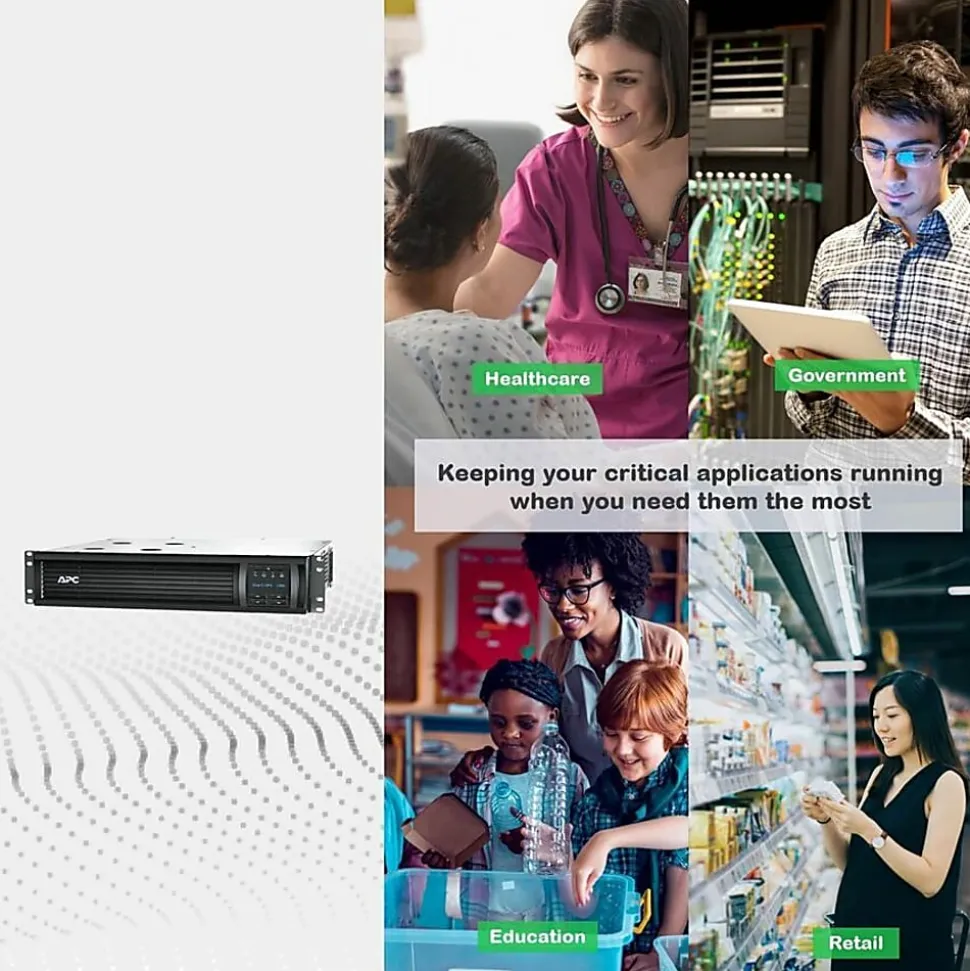 APC® Smart-UPS 6-Outlet Rack-Mount Uninterruptible Power Supply, 1,440VA/1,000 Watts, SMT1500RM2UC