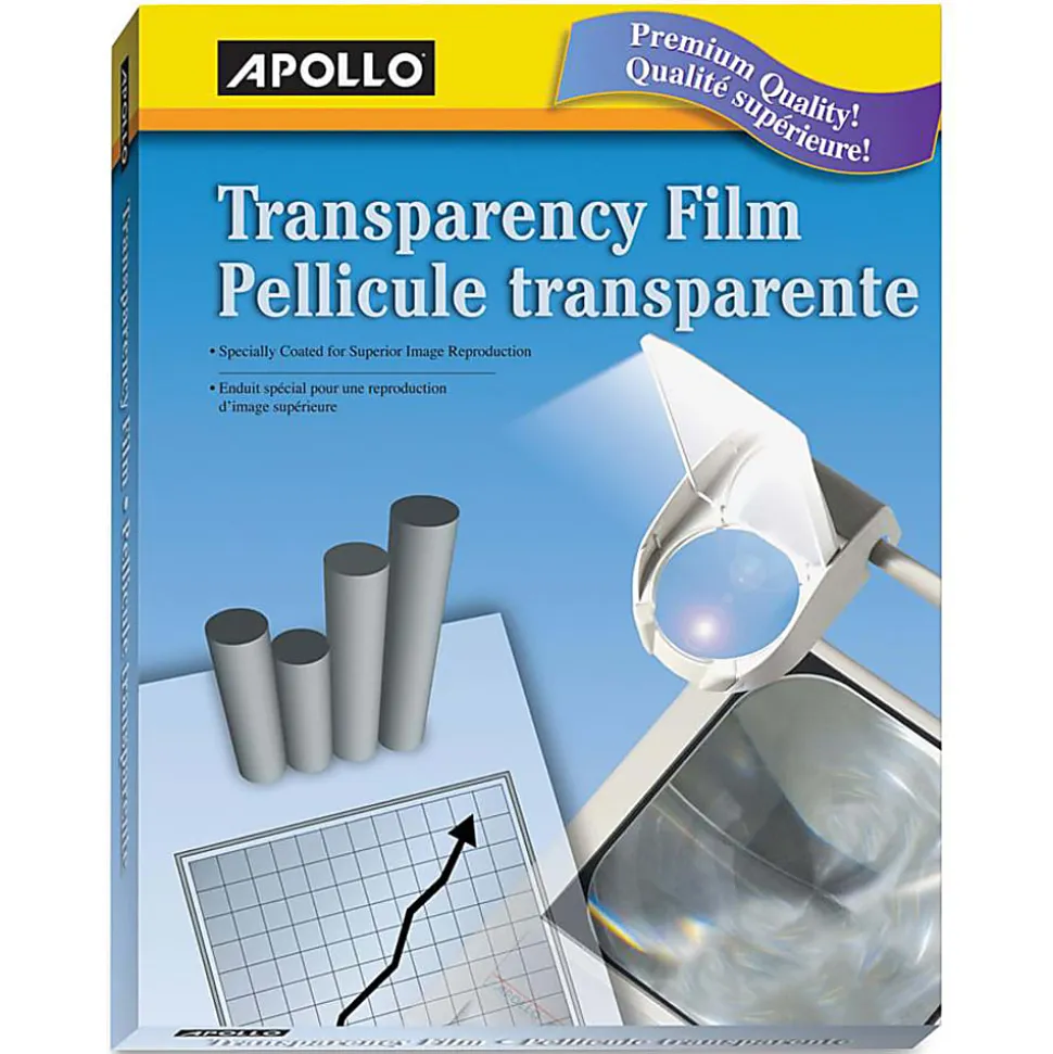 Apollo® Laser Printer Transparency Film, 8 1/2" x 11", Box Of 50 Sheets
