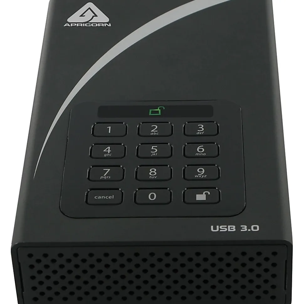 Apricorn Aegis Padlock DT ADT-3PL256-4000 4 TB Desktop Hard Drive - 3.5" External - Black - USB 3.0 - 7200rpm