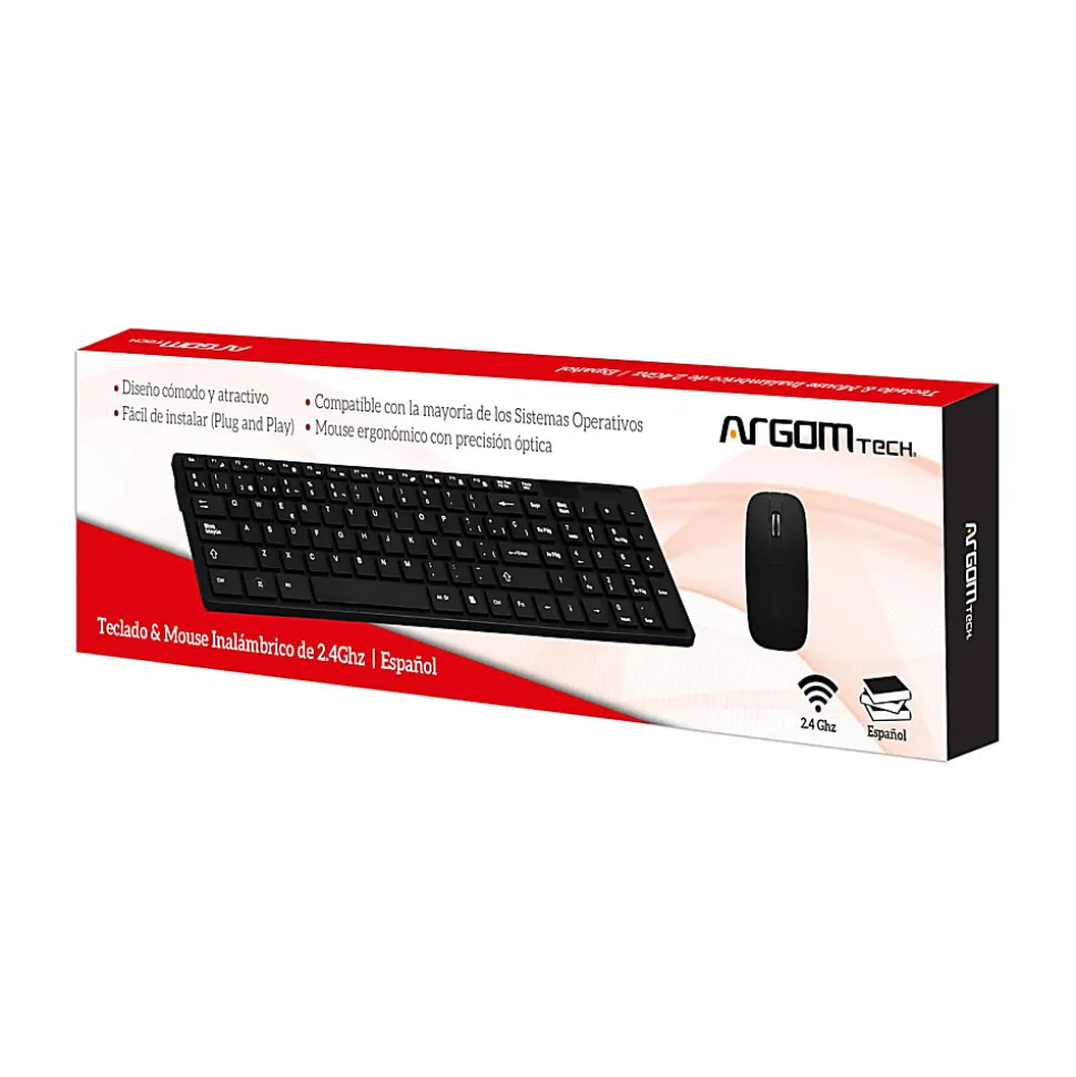 Argom Tech Classic Combo Spanish Wireless Keyboard & Mouse, Black, ARG-KB-7436