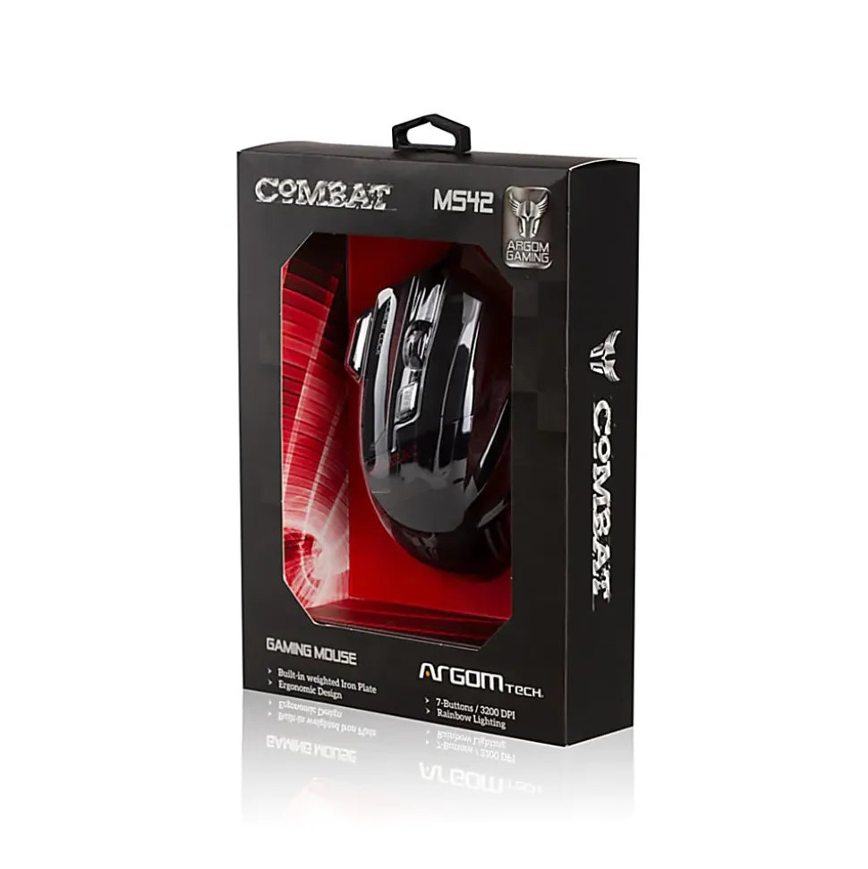 Argom Tech Combat Gaming Wired USB Mouse, Full Size, Black, A00439