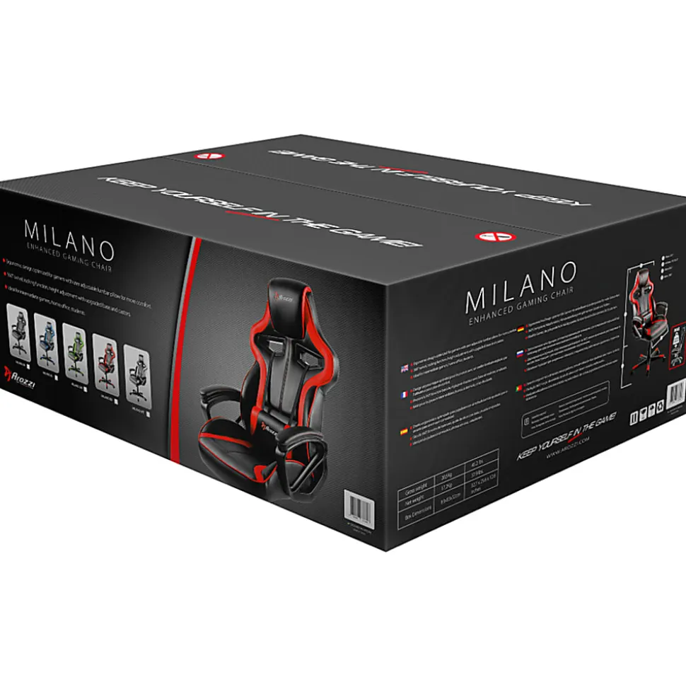 Arozzi Milano Enhanced Gaming Racing-Style Chair, Black