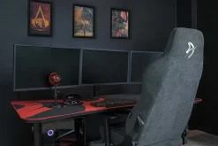 Arozzi Vernazza Premium Ergonomic Fabric High-Back Gaming Chair, Dark Gray/Black