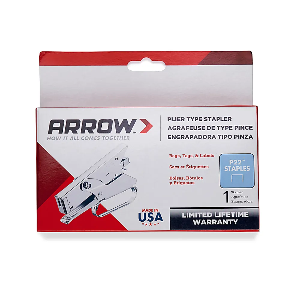 Arrow P22 Plier Stapler, 7", Chrome