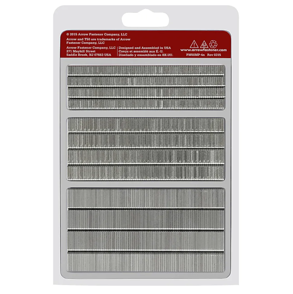 Arrow T50 Heavy-Duty Staples, Assorted Leg Lengths, Pack Of 1,875 Staples