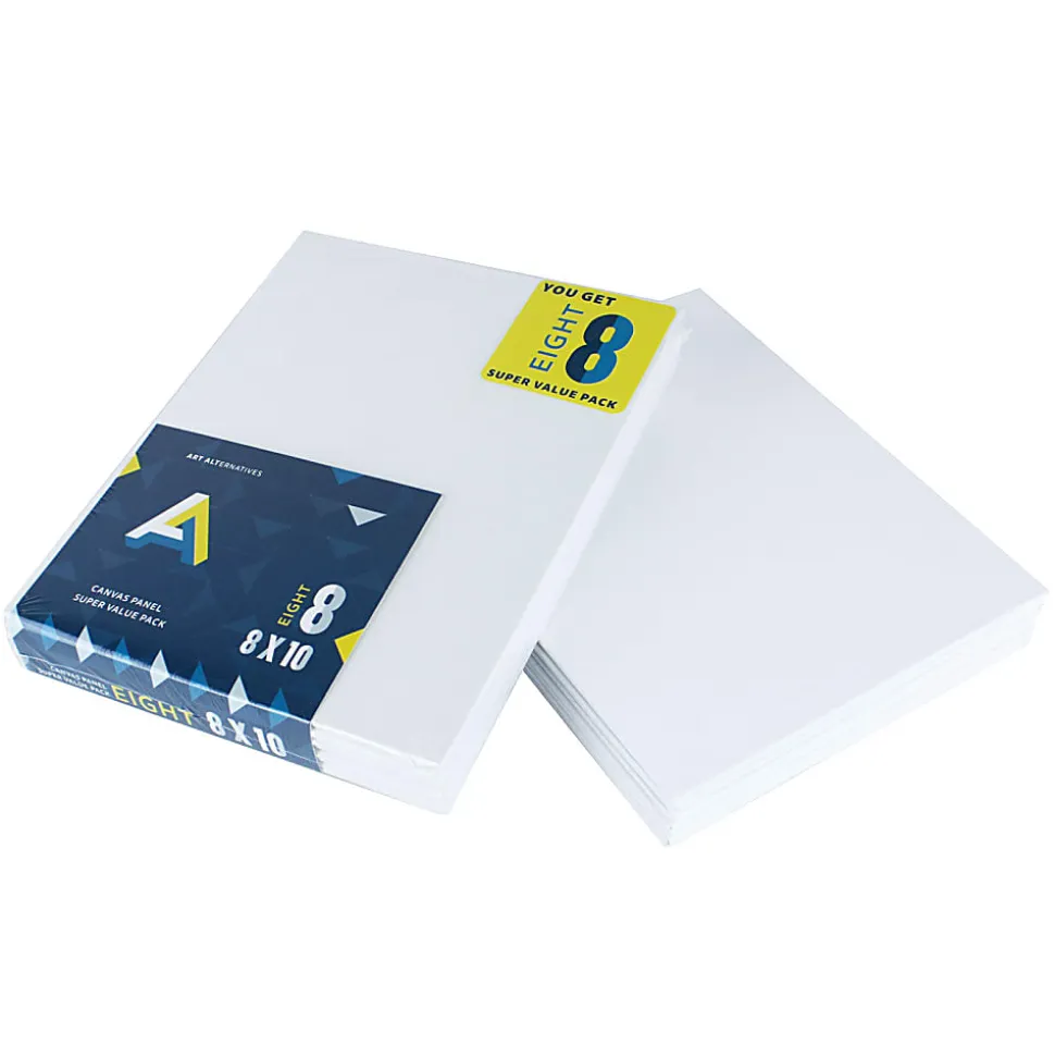 Art Alternatives Canvas Panels, 8"W x 10"H, White, Pack Of 8